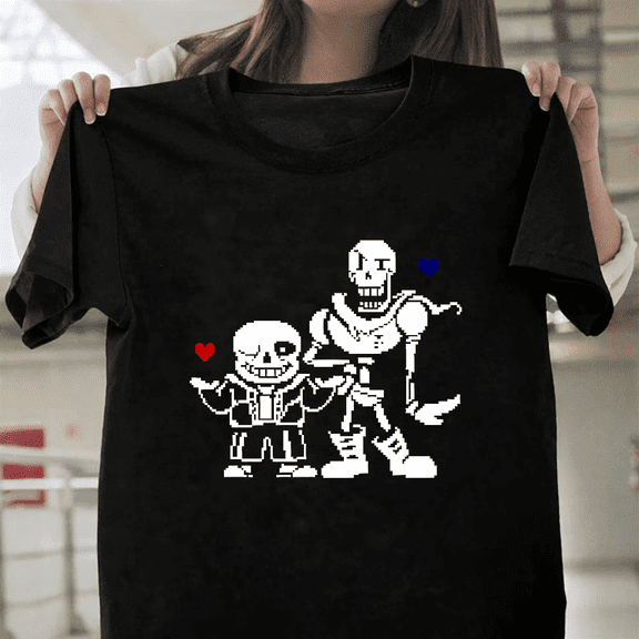 Undertale Sans And Papyrus Funny Gamer Graphic Art Unisex T-Shirt, up to size 3XL.