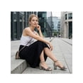 thumbnail image 6 of BLISSFUL STEP Bow Ankle Strap Stripe Block Heel Sandals for Women Black (Size 8.5), 6 of 7