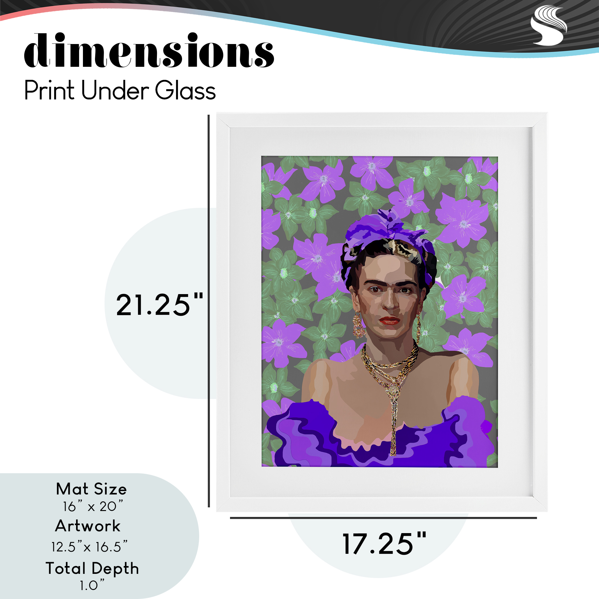 Floral Reverie Frida White Framed Print Under Glass, design by Lynnda Rakos