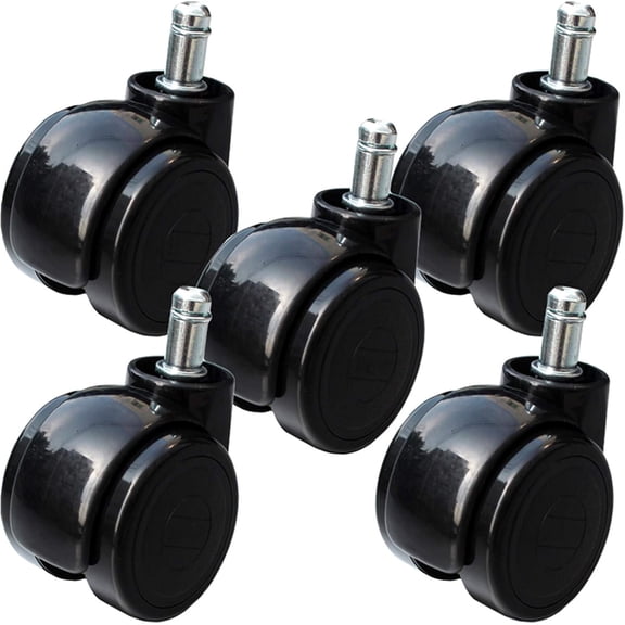 Gamvdout Plate Casters 5X Office Chair Swivel Casters Wheels Replaceable Furniture Caster 50mm 2in PA Wheels Computer Chair Castors Universal Swivel Chair Wheels Pulley Roller Accessories Silent Stem