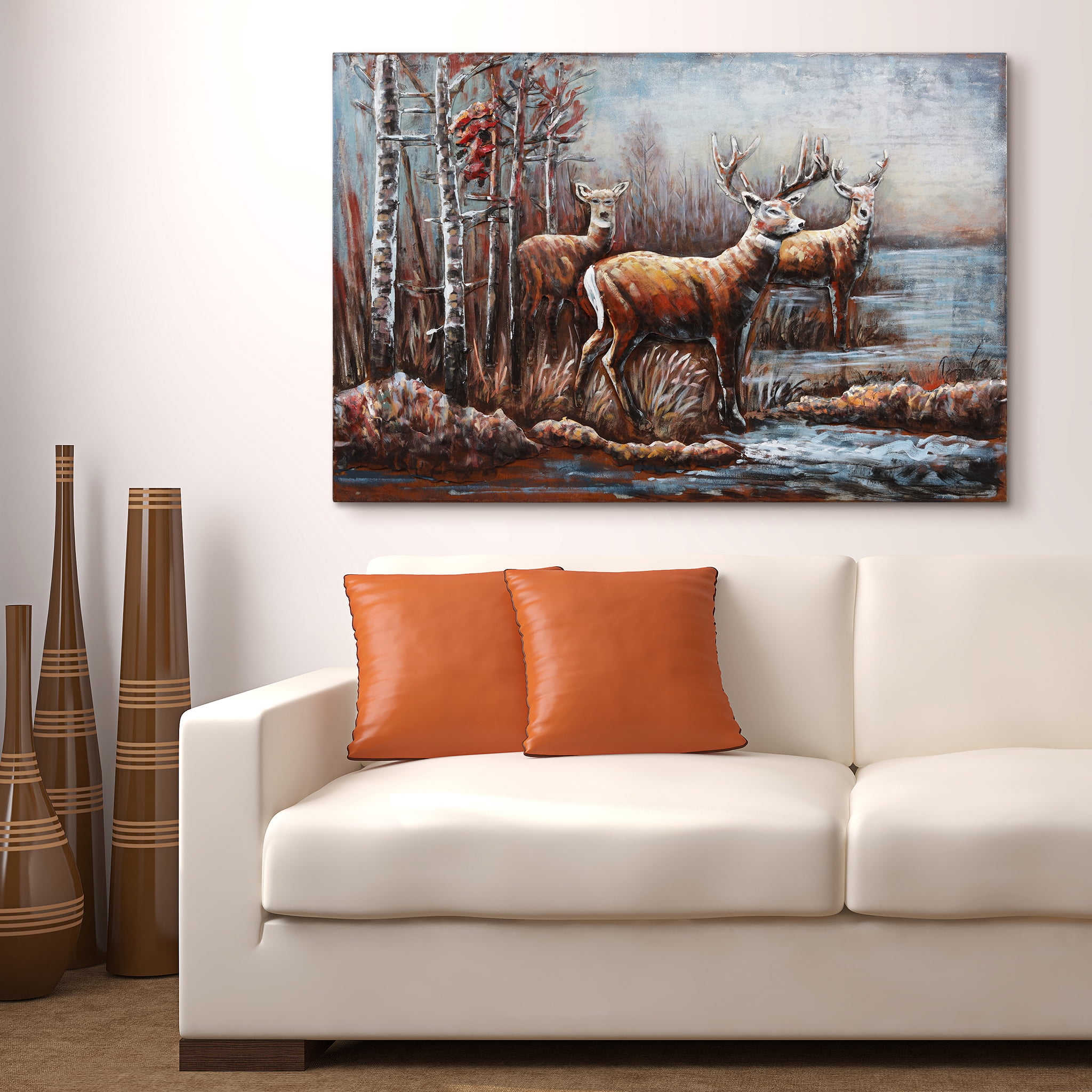 Empire Art Direct PMO-181803-3248 Deer Mixed Media Iron Hand Painted Dimensional Wall Art