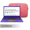 Gateway 14.1" Ultra Slim Notebook, FHD, Intel Celeron N4020, 4GB/64GB, Tuned by THX Audio, 1MP Webcam, Windows 10 S, Microsoft 365 Personal 1-Year Included, Carrying Case Included, Purple/Pink