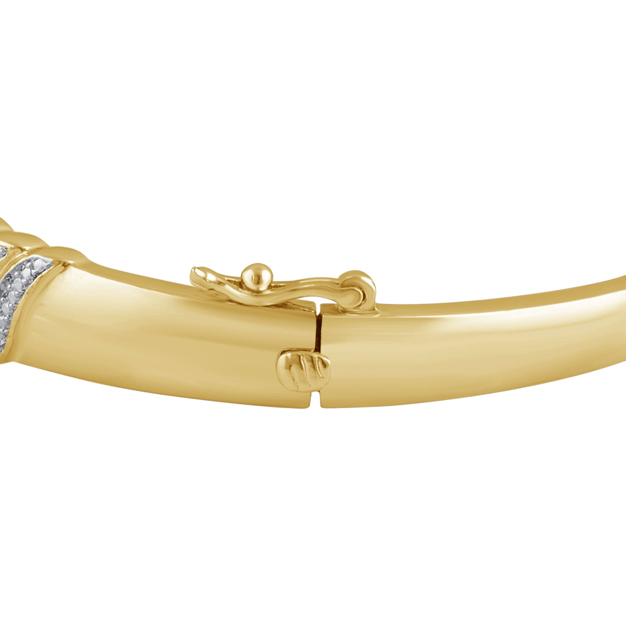Arista Diamond Accent S Design Fashion Bangle in 14K Yellow Gold Plated Brass