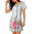 thumbnail image 2 of Lsque Vintage Wood with Floral Pattern Nightgowns for Women Sleep Shirts Short Sleeve Nightshirt Pullover Nightdress Soft Sleepwear Relaxed Fit Nightdress, 2 of 6