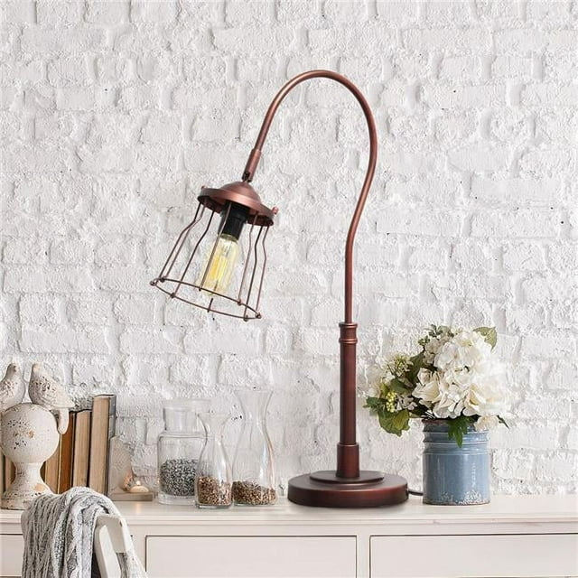 All the Rages LHT-5030-RB Lalia Home Rustic Caged Shade Table Lamp, Red Bronze