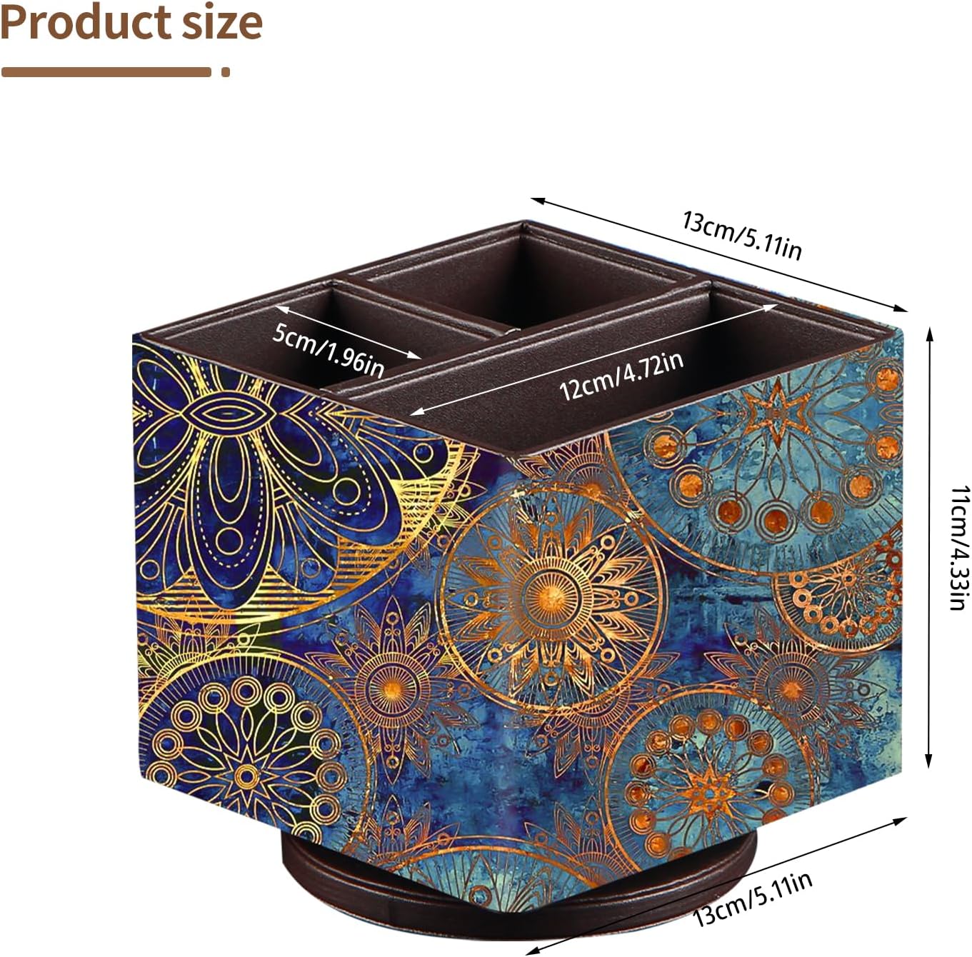 Remote Control Holder PU Leather TV Caddy for Table, 360 Swivel Pen Desk Organizers and Accessories, Nightstand Organizer Bedroom/ Office, Home Decorations Living Room