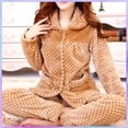 thumbnail image 2 of Pijamas cálidos con estampado de puntos para mujer, Conjunto de pijama de franela para mujer, estilo coreano grueso, Tops y pantalones de dibujos animados encantadores, invierno, 2 piezas, 2 of 4