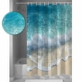 thumbnail image 4 of Blue Ocean Beach Waves Shower Curtain, 66" x 72", Modern Art Decoration Waterproof Bathroom Curtain Washable Shower Curtain Set with 12 Hooks, 4 of 6