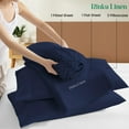 thumbnail image 3 of 1000-Thread-Count 100% Egyptian Cotton Sheet Set QUEEN Size Fits 9-12 Inches Deep Pocket ( Solid, Mariner Blue ), 3 of 6