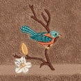 thumbnail image 2 of Authentic Hotel and Spa  Turkish Cotton Blue Bird Embroidered Latte Brown 2-piece Washcloth Set, 2 of 2