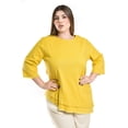 thumbnail image 1 of Blusa de lino corte asimetrico Roman Fashion / Tallas Extras, 0340 (Mostaza) amarillo 36, 1 of 7