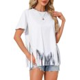 thumbnail image 4 of INSPIRE CHIC Fringe Tops for Women's Short Sleeve Crew Neck Solid Casual Tassel t Shirts S White, 4 of 6