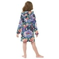 thumbnail image 4 of FORMRS Niños Bathrobe Unisex Hooded Robe Soft Plush Pajamas Sleepwear, Size 4-6T, Puprle Ethereal Floral Harmony, 4 of 7