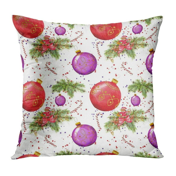 BOSDECO Pattern Christmas Clipart Handwork by Watercolor Caramel Pechenea Tree Cookies Drawing Pillowcase Pillow Cover Cushion Case 16x16 inch