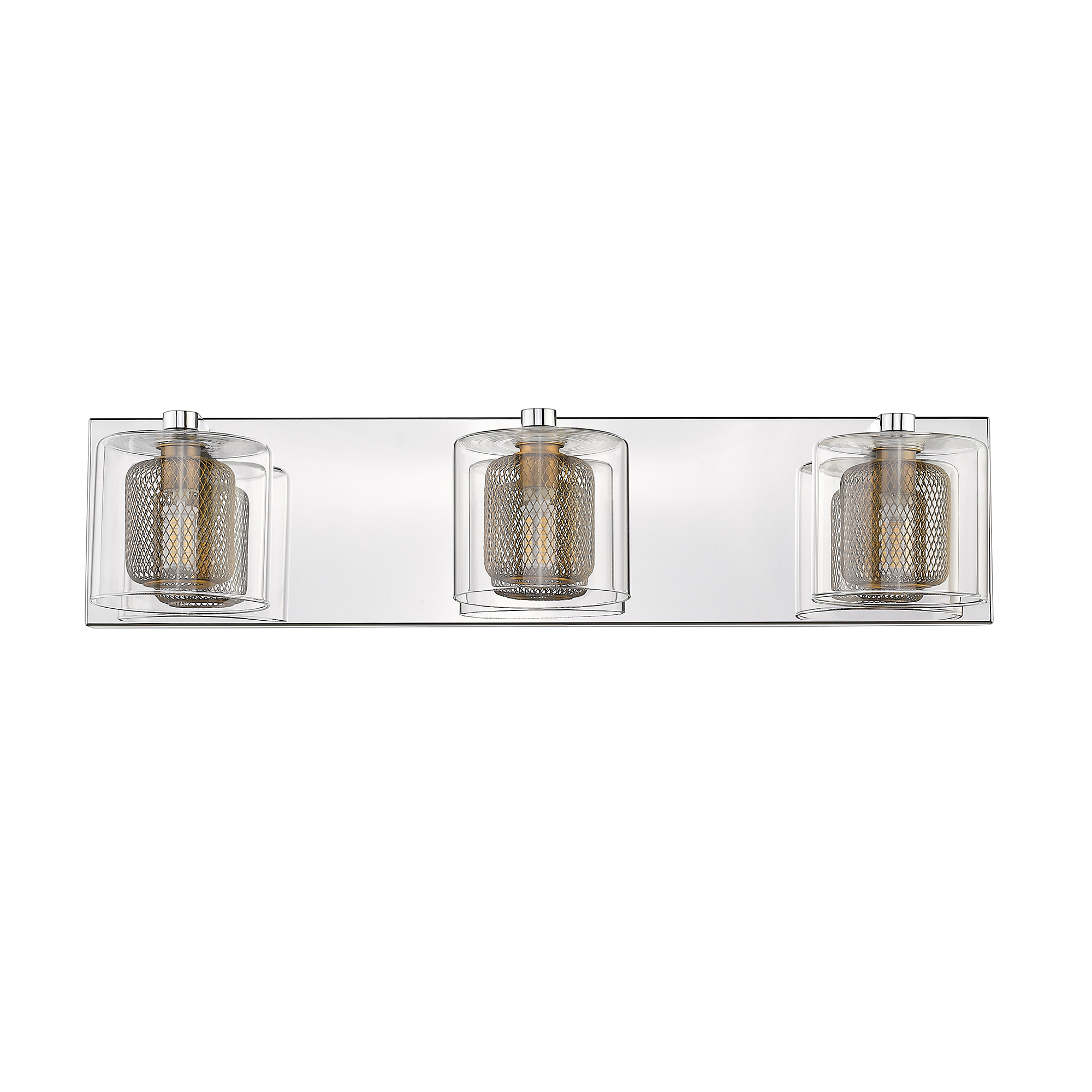 Reese III 3Light Mirror Stainless Steel with Bronze Shade LED Vanity