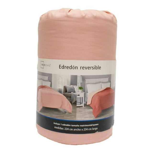 Edredón Mainstays 1 Pieza Matrimonial Reversible Color Rosa