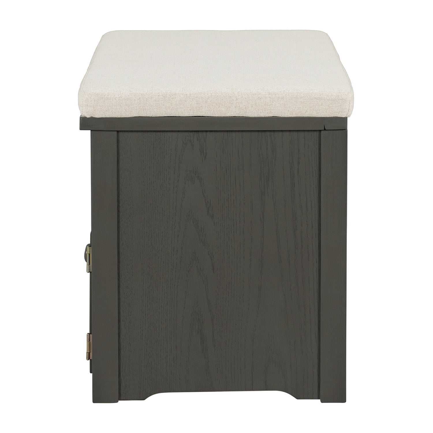 Kadyn Rustic Style Two-Door Storage Bench, Shoe Entryway Bench with Linen Upholstered Top Cushion, Pine Organizer Footrest Bench Ottoman for Entryway, Dark Gray Kadyn Rustic Style Two-Door Storage Bench, Shoe Entryway Bench with Linen Upholstered Top Cushion, Pine Organizer Footrest Bench Ottoman for Entryway, Dark Gray