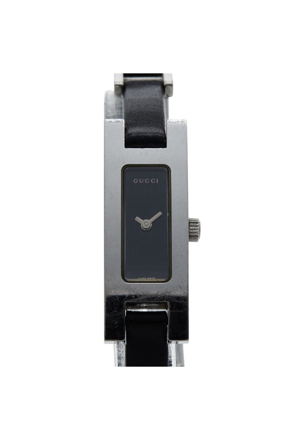 Pre-Owned Gucci 3900L Quartz Watch, Black Dial, Stainless Steel, Leather, Women's (Good)