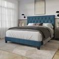 thumbnail image 2 of Home Design Dillon Full Tufted Upholstered Panel Bed Frame with Button Tufting and Foam-Filled Headboard, Denim Blue, Easy Assembly, 2 of 5