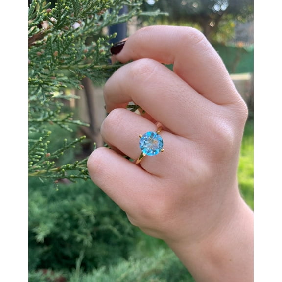 Natural Blue Topaz Ring, 92.5% Sterling Silver Ring, Silver Blue Topaz Ring, Gemstone Ring, Sterling Silver Ring, Rings for Women,handmade