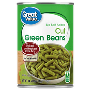 Great Value No Salt Added Cut Green Beans, 14.5 oz Can