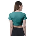 thumbnail image 5 of Moomaya Women Front Knot Crop Top Short Sleeve Round Neck Tee Shirt Knotted Tops, 5 of 7