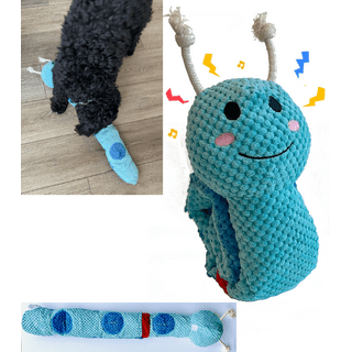 beetoy dog snuffle toys-caterpillar shape dog squeaky toys with 3  squeakers,plush enrichment dog toys treat dispensing dog to