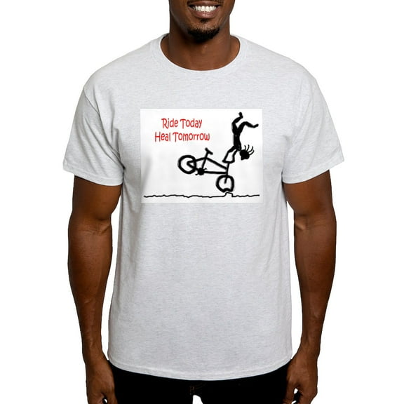 CafePress - Ash Grey T Shirt With Mountain Bike Logo - Men's Classic Graphic T-Shirt