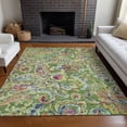 thumbnail image 5 of HomeRoots 666956 10 x 14 ft. Fern Green Blue & Pink Paisley Washable Machine Made Rectangle Area Rug with UV Protection, 5 of 9