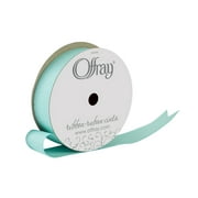 Offray Ribbon, Aqua Blue 7/8 inch Grosgrain Glitter Polyester Ribbon, 9 feet