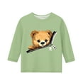 thumbnail image 4 of OKSALE 3/4 Length Sleeve T Shirts for Boys Girls Kids Cute Bear Printing Tshirt Trendy Loose Fitted Shirt Tops Casual Crewneck Tee Clothes for Children Size 7-8, 4 of 4