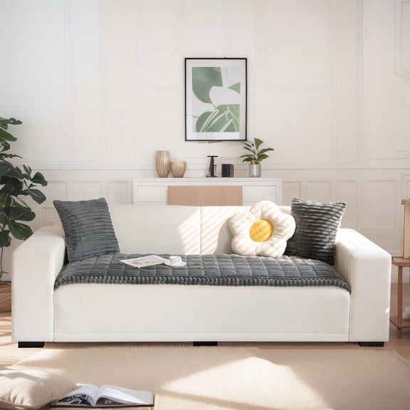 Eurhowing Fuzzy Couch Cover for Dogs, Corduroy Non-Slip Sofa Protector Mat, Washable Pet Blanket for Couch, Bed, Floor (28x59in, Dark Gray)