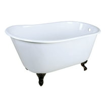 Aqua Eden VCTND4828NT5 48-Inch Cast Iron Oval Single Slipper Clawfoot Tub (No Faucet Drillings) in White/Oil Rubbed Bronze