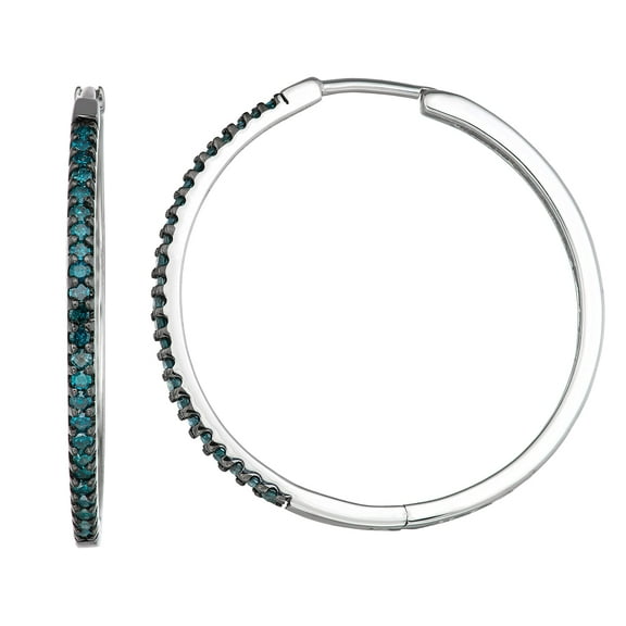 My Diamond Box 1/2 cttw Black Diamond Hoop Earrings in Sterling Silver