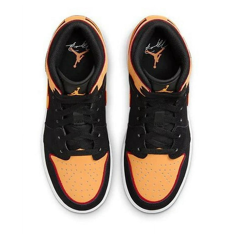 Jordan Big Kid's Air Jordan 1 Mid SE Black Vivid Orange Size 6
