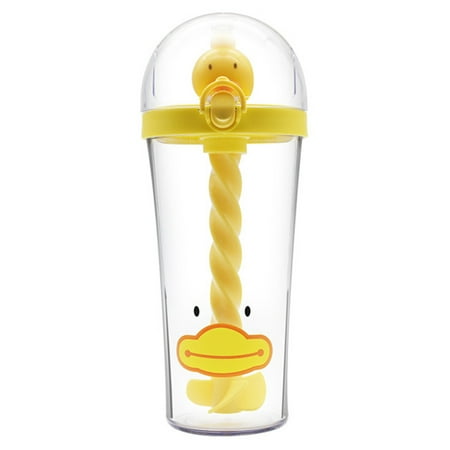 

Cute Mixing Cup Portable Plastic Bottle With Straw Sippy Cup Drinker For Home Outdoor Yellow