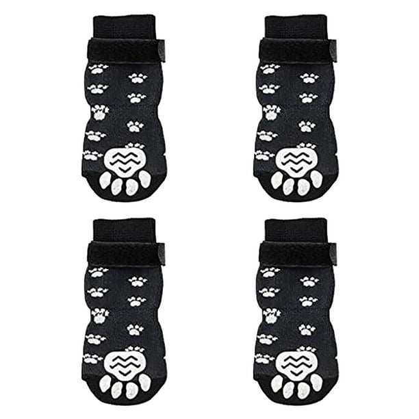 Interior antideslizante calcetines para perros suave ajustable o uso en interiores en pisos de madera dura 4pcs