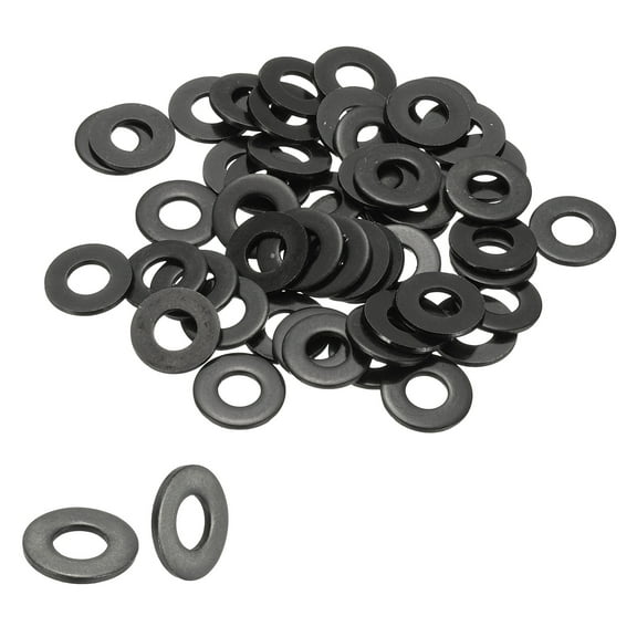 Uxcell Flat Washers, 304 Stainless Steel Metal Washers Black Electroplated Flat Gasket Spacer for Screw 50 6# x3/16"ID x 3/8"OD