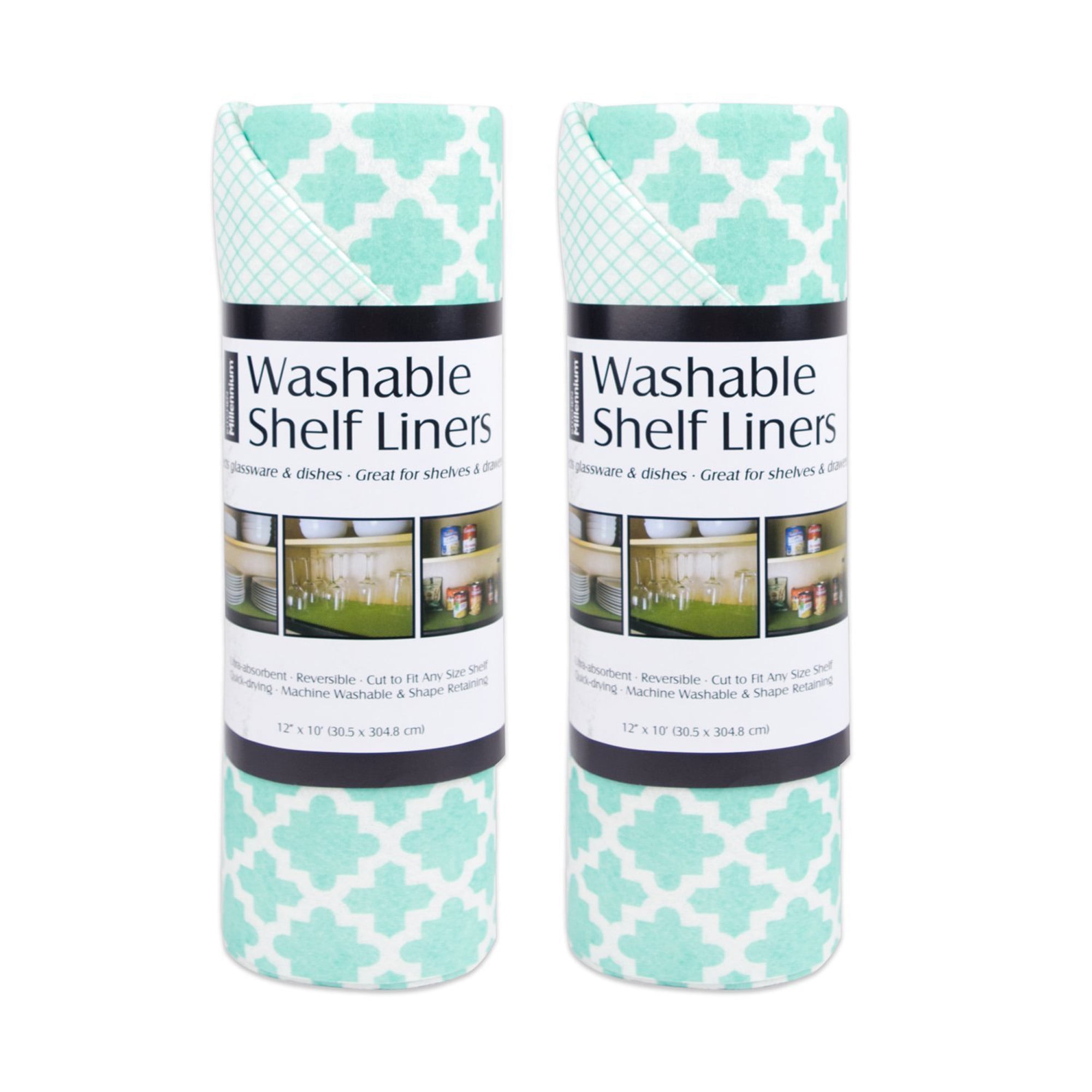 Set of 2 Aqua Blue Lattice Shelf Liner Rolls 120"