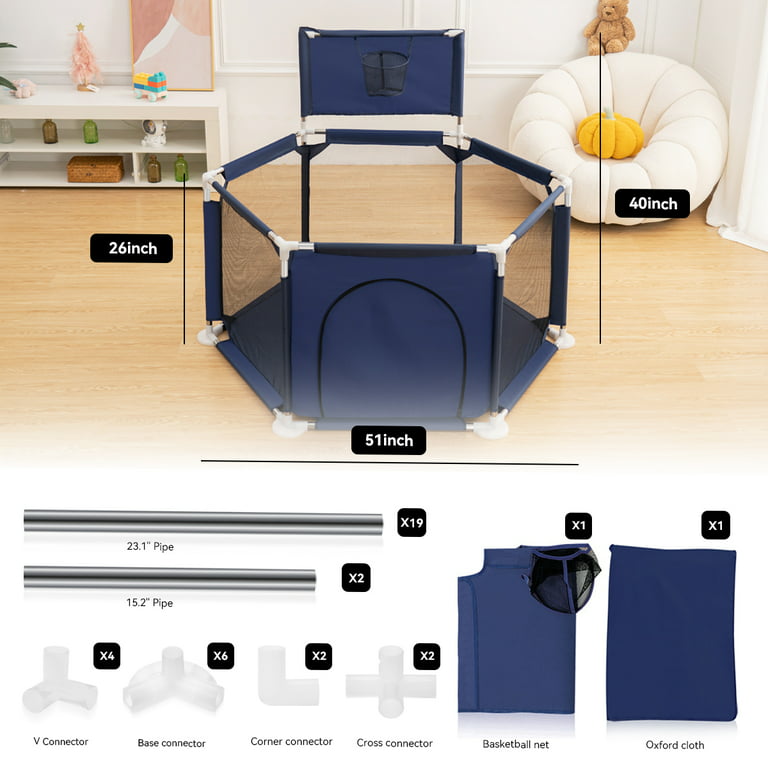 Baby Playpen, Baby Play Yard, Baby Fences Christmas Gifts Space Saving Baby  Bodyguard, Blue