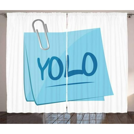 Yolo Curtains 2 Panels Set Abbreviation Of Popular Contemporary Slogan On A Memo Post With A Clip Window Drapes For Living Room Bedroom 108w X 84l