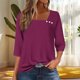 thumbnail image 2 of Camisetas para mujer,Camiseta de manga larga con cuello en V y estampado para mujer, informal, con botones, de poliéster, corte regular para uso diario, sopatenor, 2 of 8