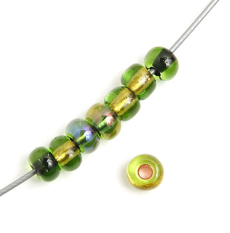 John Bead Czech Glass Seed Beads 6/0 (500g) Mix Copperline Blackline Green Bead
