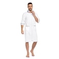 thumbnail image 4 of EA'S SECRET Mens Robes 100% Cotton Kimono House Coat Summer Zipper Short Bathrobes Soft Sleepwear with Pockets(White,L), 4 of 7