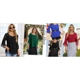 thumbnail image 6 of Fantaslook Ruffle 3/4 Sleeve Dressy Blouses for Women Glitter Double Layers Mesh Tunic Tops Crew Neck Summer Shirts, 6 of 8