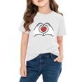 thumbnail image 4 of Kids White T-Shirt for Girls with Heart Print, 100% Cotton Short Sleeve Tee, Casual Top for Ages 4-10,Size 9 T, 4 of 9
