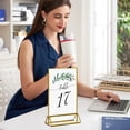 thumbnail image 4 of Visland Acrylic Sign Holder Double Sided Gold Picture Frame Tabletop Stand Up Sign Holder Clear Display Stand for Flyer Menu Wedding Table Number Holder, 4 of 8