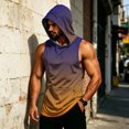 thumbnail image 6 of Gradient Muscle Shirt For Men, Sleeveless Pullover Hoodie Vest with Kangaroo Pocket - Quick Dry Bodybuilding Stringer for Summer Gym & Outdoor Training Pink XXXL, 6 of 8