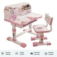 thumbnail image 4 of Floseru Kids Desk and Chair Set, Adjustable Height Ergonomic Study Table with Vision Protection & Book Bucket, 3-18 Years Children's Writing Desk Set with Cartoon Pattern, Easy Assemble, 4 of 8