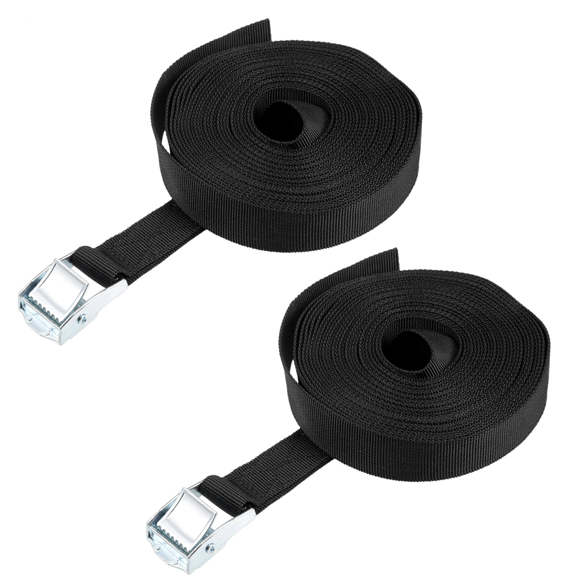 7M x 25mm Lashing Strap Cargo Tie Down Straps Cam Lock Buckle Up to 80Kg, Black, 2 Pack